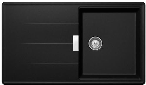 SCHOCK Lavandino da cucina di alta qualità, 86 x 50 cm, Tia D-100 Magma – CRISTADUR lavello nero con scolapiatti da 60 cm di larghezza