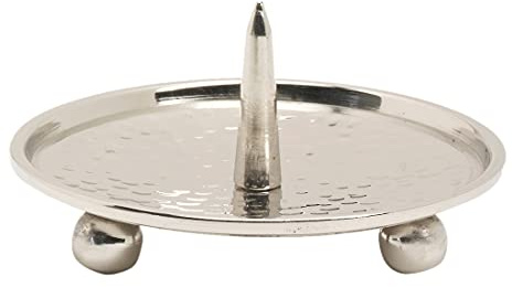 NKlaus Kerzenteller mit Dorn, Messing vernickelt, poliert, innen Ø 8cm