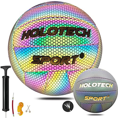 KPASON Holographischer Volleyball, für drinnen und draußen, holografisch, reflektierend, leuchtend, Volleyball für Strand, Spiel, Fitnessstudio, Training (offizielle Größe 5)