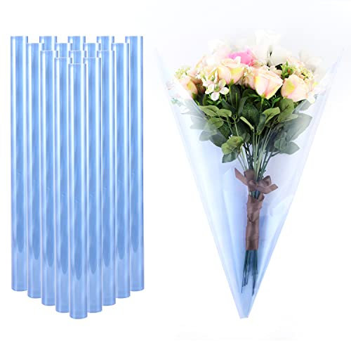 15 Stück schillerndes Zellophanpapier Bögen Zellophanfolie Rolle durchsichtige Blume Geschenkpapier für Geburtstag Weihnachten Geschenk Süßigkeiten Handwerk Blume 58,9 x 58,9 cm (blau)