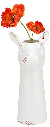 Vintage Tierkopf Keramikvase, Shabby Chic Vase Deko (Zebra)