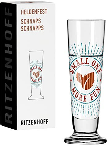 RITZENHOFF 1061012 Schnaps-Glas 40 ml - Serie Heldenfest, Motiv Nr. 12 - Small one, more fun - rund - Made in Germany