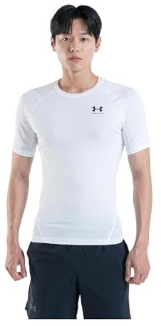 Under Armour Men's UA HG Armour Comp SS Short Sleeve Functional Shirt Quick Dry T-Shirt with Compression Fit White