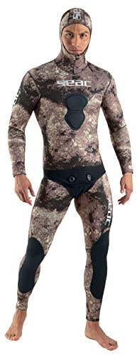 Seac Unisex-Adult Gannet Kapuzenjacke und hochtaillierte Hose aus 5 mm Stretch-Neopren, camo braun