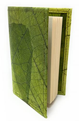 NELUHA Notizbuch A5 blanko nachfüllbar aus Teakblättern vegan nachhaltig Leder Alternative Tagebuch Buch Journal Buchhülle Hülle Reise (Grün)