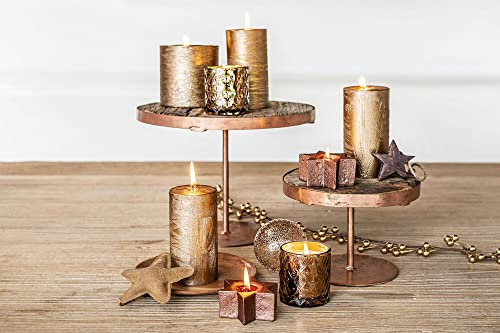Bronze Stumpen Kerzen Perlmut Advents Weihnachtskerze Deko Kerze SPAAS© Geschenk (7 cm Ø x 13 cm Hoch, Bronze Metallic)