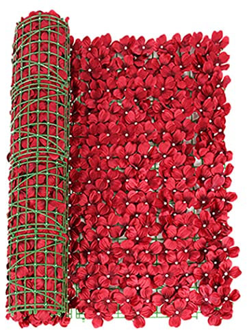 SPORTARC Artificial Fence,artificial for CHERRY Blossom Leaf Privacy Fence Screen Home Garden Flowers Hedge for Wall Decoration, Fence Screen, and Privacy Shield 9.68x39.37In(red)