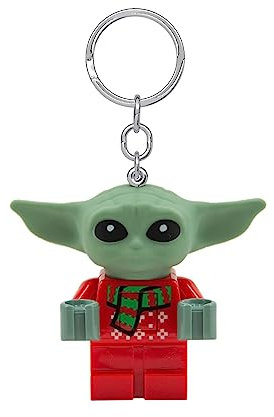 IQ Lego Star Wars Grogu Holiday Sweater Porte-clés avec lampe de poche et LED - Figure de 76 mm - 2 piles CR2025 incluses