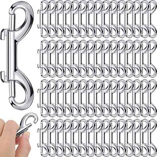 Therwen 60 Stück doppelseitige Karabinerhaken für Hundeleine, robuste Bolzen, Karabinerhaken, Zinklegierung, Trigger-Clips, Metall, Schlüsselanhänger, Schlüsselhalter für Haustier-Leine, Hängematte