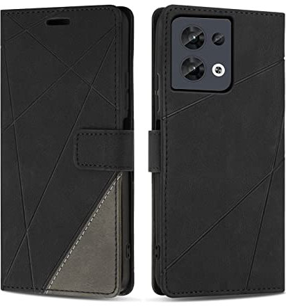 SONWO Coque pour Oppo Reno 8 5G, Protection Housse Etui en Cuir PU Portefeuille Livre pour Oppo Reno 8 5G, Emplacements Cartes, Fonction Support, Noir