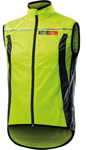 BIOTEX Gilet X-Light Antivento Ciclismo e Running, Intimo Tecnico Sportivo, Giacca Traspirante e Ripiegabile, Giallo Fluo, M