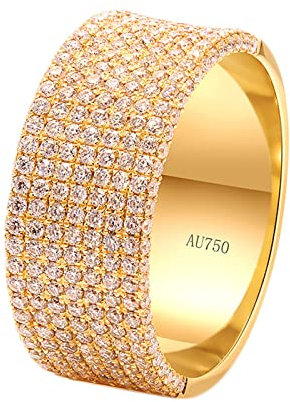 KnBoB Herren Ring Gold 585, Breit 1.7ct Moissanit Eheringe Größe 60 (19.1)