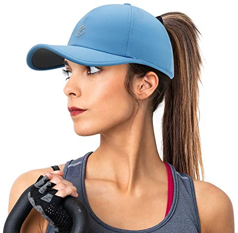 Gisdanchz Basecap Damen Baseball Cap mit Pferdeschwanz Performance Cappy Frauen Tennis Running Cap Damen Uv Schutz Kappe Laufcap Laufmütze Schildkappe Sonnenschutz Kappen Damen Sommer, Blauer See