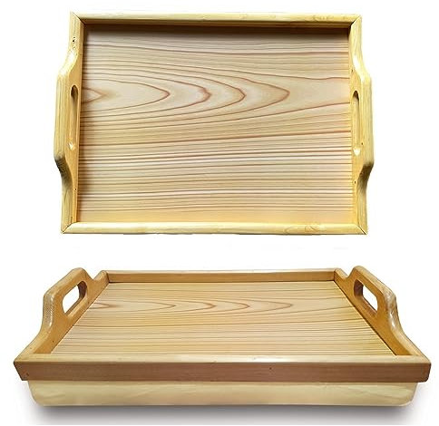 Lap Tray with Bean Bag Cushion Wood Design, for Men, Women, Bed Breakfast Tray with Carry Handles Serving Tray