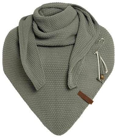 KNIT FACTORY - Dreiecksschal Coco - Damen Strickschal mit Wolle - Umschlagtuch für den Herbst und Winter - Winterschal - Dreieckstuch - Hochwertige Qualität - XXL Schal - 190x85 cm - Urban Green