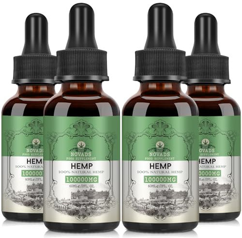 Premium Oil - 100000mg High Potency Natural Oil, Rich in Omega 3-6-9 and Vitamin C & E, Vegan, Enhanced Purity, 60ml (Pack of 4)