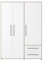 AVANTI TRENDSTORE Fathie - Armadio camera da letto a 3 ante battente e 2 cassetti, all'interno ripiani e un appendiabiti. Colore bianco, bianco/marrone. Dimensioni LAP 145x200x59 cm.