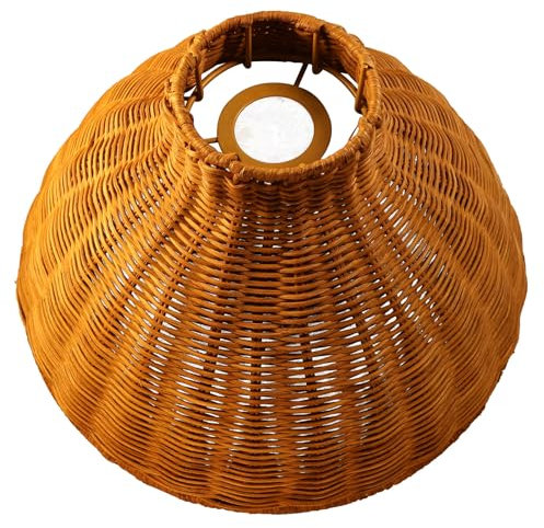 Osasy Boho-Korb-Lampenschirm mit geflochtenem Rattanschirm(ohne Glühlampe)