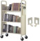 VEVOR Bibliothekswagen 79x38,5x125cm Abräumwagen 3 Regale Bücherwagen Kohlenstoffstahl+kaltgewalzte Stahlplatte Servierwagen 150kg Gewichtskapazität (50kg pro Regal) inkl. 2 Buchstützen V-förmig Beige