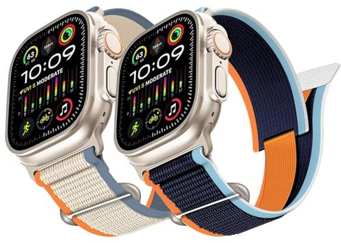Trail Loop kompatibel für Apple Watch Ultra Armband 2/1, Adjustable Textil Stretch Sport Nylon Geflochtener Solo Strap für 49mm 45mm 44mm 42mm iWatch Series SE9/8/7/6/5/4/3 Herren Damen,TypeD