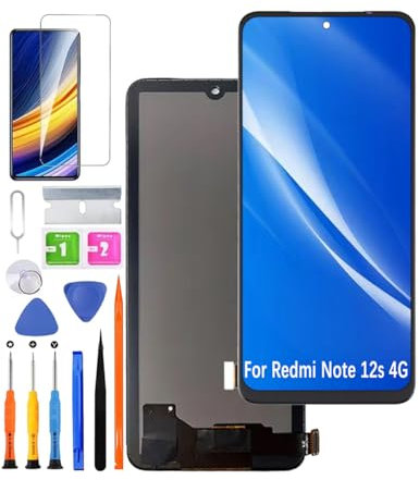 HLYGZX Pantalla de repuesto para Xiaomi Redmi Note 12s 4G LCD TFT 2303CRA44A 23030RAC7Y Pantalla táctil Digitizer Assembly Kit de piezas de reparación