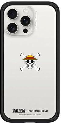 RhinoShield Modulare Case kompatibel mit [iPhone 15 Pro Max] | Mod NX - Anpassbare & stoßdämpfende Schutzhülle im schlanken Design - 3.5 Meter Fallschutz - Schwarz [One Piece/Luffy Skull]