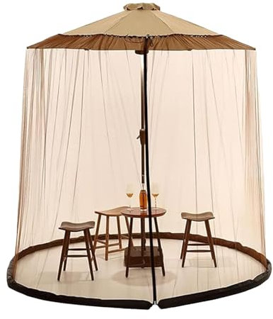 Filet anti-moustiques pour parasol d'extérieur – Filet en polyester réglable, filet anti-insectes pour parasol de terrasse | Filet circulaire à fermeture éclair en maille, filet léger pour parasol,