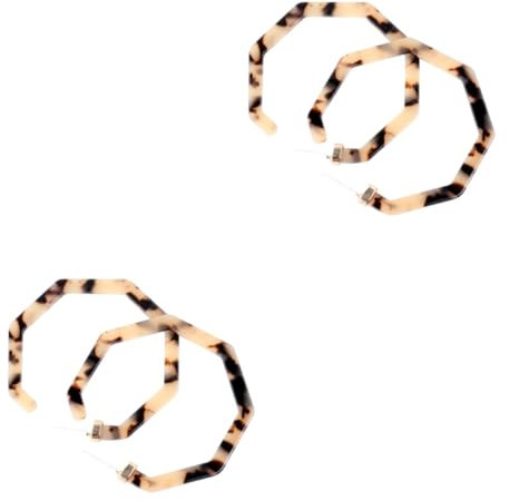 2 Paar polygonale Ohrringe Damen Medaillons Ohrringe mit Leopardenmuster für Frauen kolczyki damskie leoparden ohrringe sommerliches Ohrzubehör weibliche Ohrentropfen Stahlnadel SAFIGLE