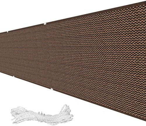 Balkonbespannung Zaunblende 85 x 200 cm HDPE Gewebe, Uv-Schutz, Wetterfest Blickdichte Balkonverkleidung Balkonabdeckung mit Kabelbinder für Gartenzaun Balkonzaun, Braun