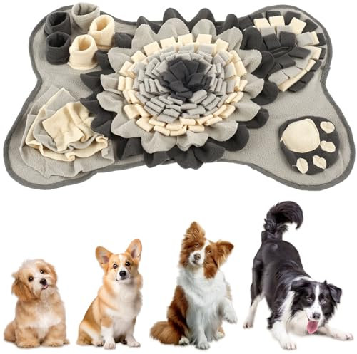 Schnüffelteppich Hund 64 * 43 cm Trainieren Geruchssinn Ausgrabungsmatte Hund mit BB-Echolot Hundematte Weich rutschfest Sicher Hundematte Waschbar Snuffle Mat for Dogs für Geruch (Grau)