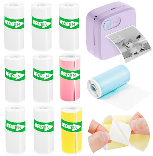 10 Rouleaux Papier Thermique Auto-adhésif pour Enfants pour Mini Imprimante, Rouleaux Appareil Photo Enfant Auto-Adhésif, Papier D'impression Thermique Auto-adhésif pour Imprimante Photo Portable Mini