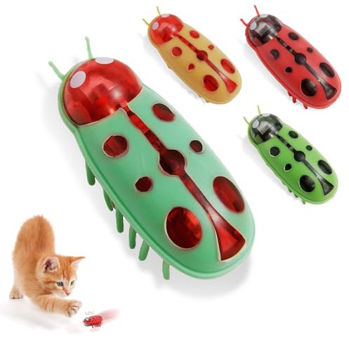 4 Stück Mini Käfer, Käfer Katzenspielzeug Elektrischer KäferKatzenspielzeug Marienkäfer Spielzeug Interaktive Wanze Katzenspielzeug KäferHaustier Lustiges Spielspielzeug für Katzen Kätzchen Training