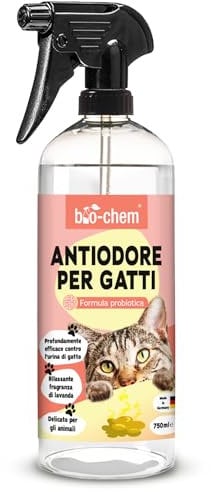 bio-chem Katzen Geruchsentferner Spray 750 ml | Enzymreiniger mit Mikroorganismen | Gegen Katzenurin auf Sofa, Teppich & Polster | Probiotisch | Made in Germany