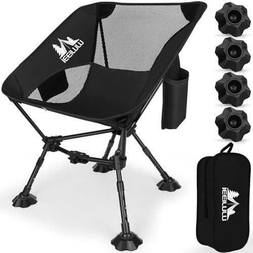 JONRRYIN Chaise Pliante Camping, Chaise de Plage Pliable Chaise Pliante Exterieur Portable avec Deux Poches Latérales et Panneau Arrière en Maille pour Extérieur, Plage (1, Ferreux)