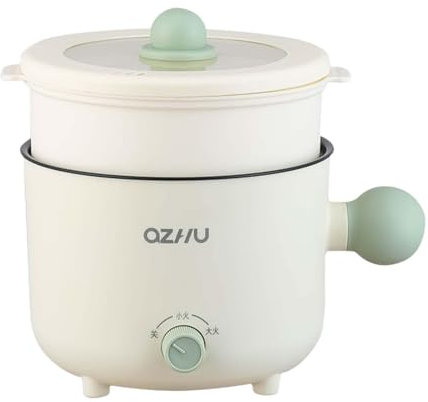 Sharplace Mini Hot Pot Ramen Cooker Antihaft-tragbare elektrische Mehrzweckpfanne für Home Office Dorm, mit Dampfgarer Grüner Kugelgriff