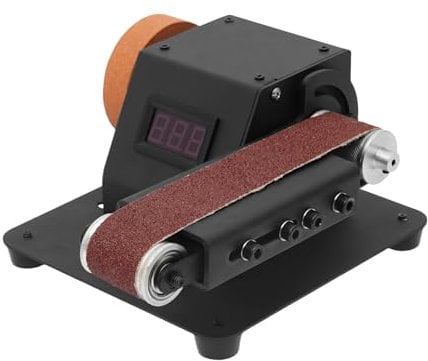 Mini sega circolare da tavolo, 4 in 1, regolabile da 0 a 90°, 350 W, 24 V, doppia smerigliatrice, disco abrasivo, velocità regolabile, display digitale volt, lama da 16 mm, nastro abrasivo