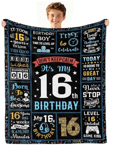 twirush Birthday Gifts for Boys, Son Gifts from Mum Dad 150x130cm, 16th Birthday Gifts, Gaming Blanket for Boys, Teenages and Sons
