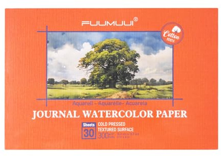 Aquarellpapier A6, 22 Blatt, 100% Baumwolle, 300 g/m², Kaltgepresst | Säurefrei, Naturweiß, Watercolor Paper, Premium Künstler-Aquarellblock DIN A6 für Aquarellmalerei, Zeichnung, Handlettering