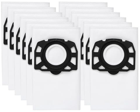 12 Pack Filter Bags KFI 357 for Karcher WD3, WD2 Plus, KWD 1/2/3, MV 3, WD 3.200–3.800 M, SE 4001/4002 Wet & Dry Vacuum Cleaners, Replacement 2.863-314.0