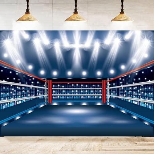 Wrestling Arena Fotografie Flutlicht Zuschauersitze Sport Boxring Hintergrund Mann Jungen Porträt Shooting