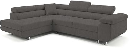 Ecksofa mit Schlaffunktion PASTI L-Form, Sofa Couch mit Bettkasten, 3-Sitzer Eckcouch, Schlafsofa für Wohnzimmer, Big Sofa Couch mit Schlaffunktion (Easy Clean Taupe, Ottomane Links)
