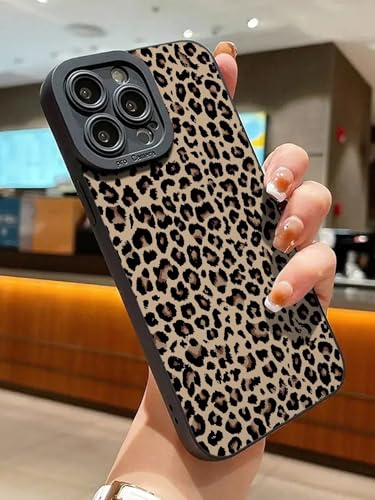 Leopard Print Phone Case for iPhone, Black Bumper, Animal Print Design, Camera Protection (iPhone 11 Pro,Multicolor)