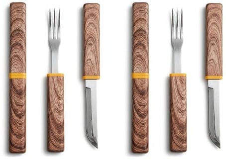 OESENX Reisebesteck Set (2-in-1) – Ineinandergreifendes Messer & Gabel Set, geräuschlos zu transportieren, hygienisches Schwebe Design, 420 Edelstahl, spülmaschinenfest, Büro, Lunchbox, Camping