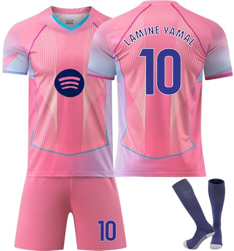 Generisch Pink Barsa 26 New 10 Lamine Yamal 8 Pedri 9 Lewandowski 11 Raphinha 14 Rashford Fußball Jerseys Anzug Trikot Kinder Kids Boys Mens Sport Trainning Soccer T Shirt Outfit Football Set