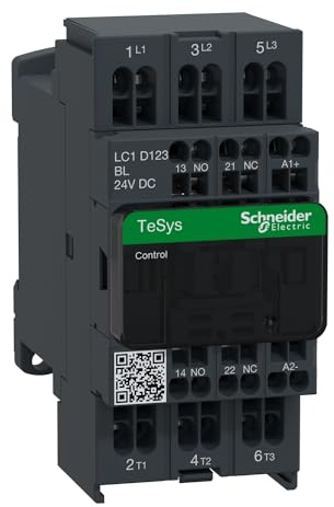 Schneider Electric TeSys Deca contactor,3P(3NO),AC-3/AC-3e,=440V 12A,24V DC low consumption coil,spring,LC1D123BL