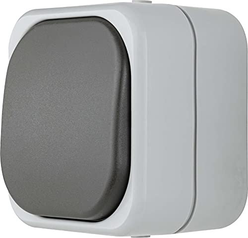 REV AquaTop, Kreuzschalter - Schalter Feuchtraum IP44, einpolig, Aufputz, grau