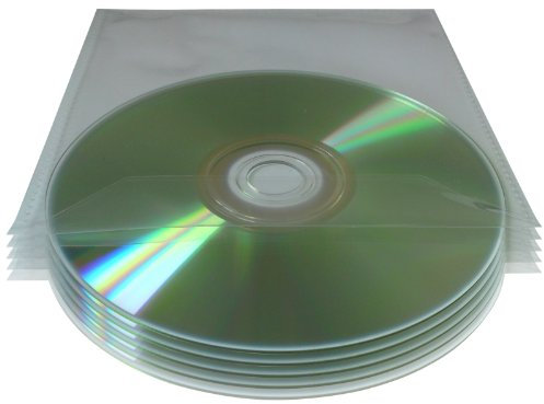 50x 80 Micron Clear Plastic CD/DVD Sleeves With Flaps