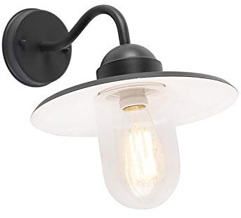 Qazqa - Landhaus I Vintage Außen Wandleuchte anthrazit IP44 - Kansas Graphit I Außenbeleuchtung - Aluminium Rund - LED geeignet E27