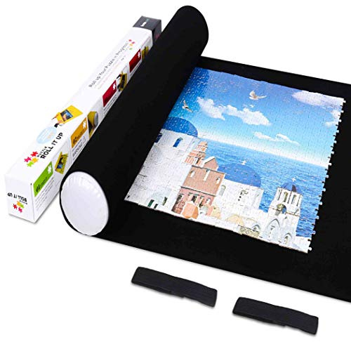 LAVIEVERT Jigsaw Puzzle Roll Up Mat for 1500 Pieces, Jigsaw Holder Puzzle Storage No Folded Creases, Jigsaw Board Foldable for Adults - Black