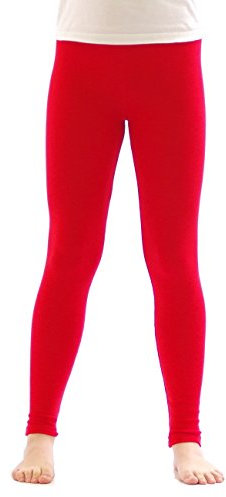 YESET Kinder Thermo Mädchen Leggings Fleece Hose lang Leggins aus Baumwolle rot 116